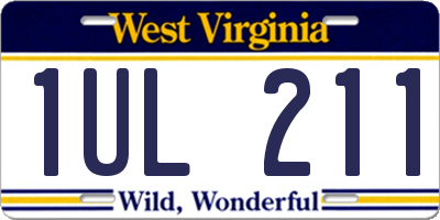 WV license plate 1UL211