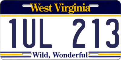 WV license plate 1UL213