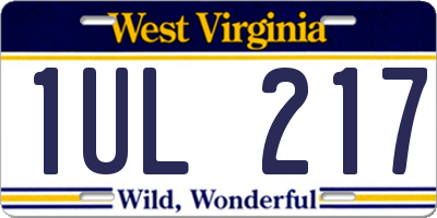 WV license plate 1UL217