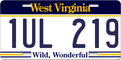 WV license plate 1UL219