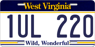 WV license plate 1UL220