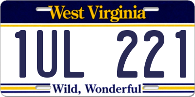WV license plate 1UL221
