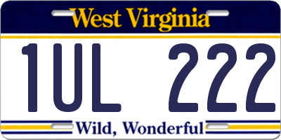 WV license plate 1UL222