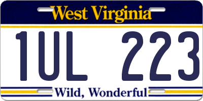 WV license plate 1UL223