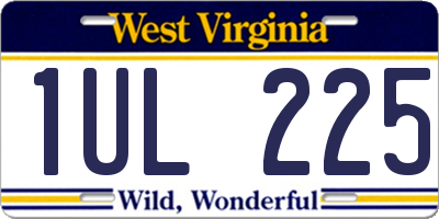 WV license plate 1UL225