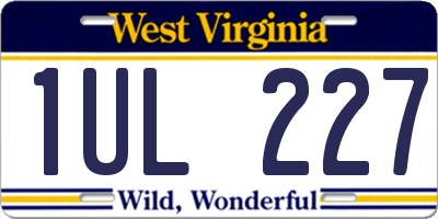 WV license plate 1UL227