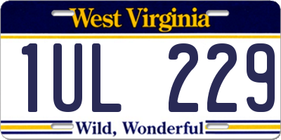WV license plate 1UL229