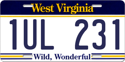 WV license plate 1UL231