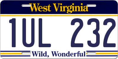 WV license plate 1UL232