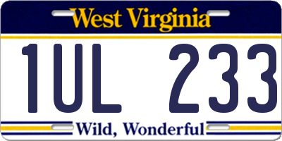 WV license plate 1UL233