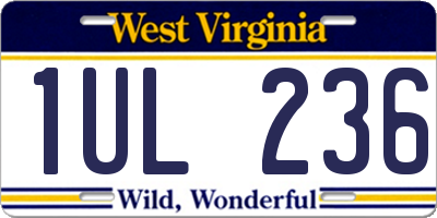 WV license plate 1UL236