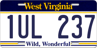WV license plate 1UL237