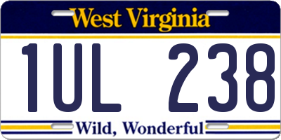 WV license plate 1UL238