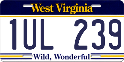 WV license plate 1UL239