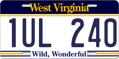 WV license plate 1UL240