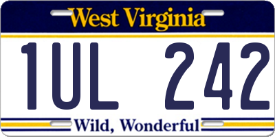 WV license plate 1UL242