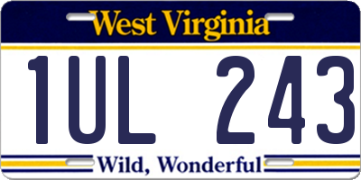 WV license plate 1UL243
