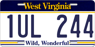 WV license plate 1UL244
