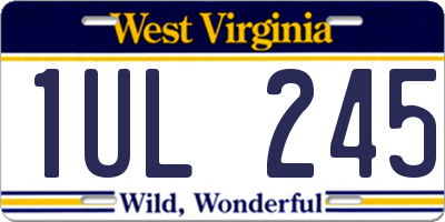WV license plate 1UL245