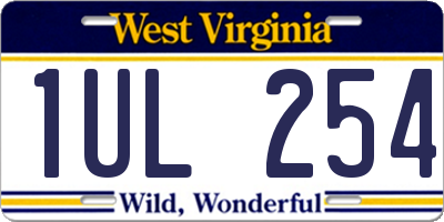 WV license plate 1UL254