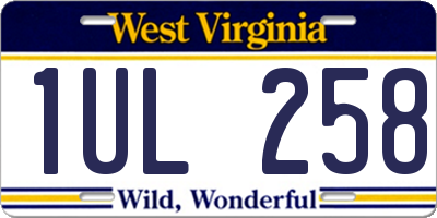 WV license plate 1UL258