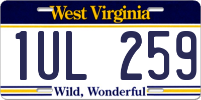 WV license plate 1UL259