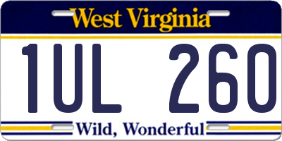 WV license plate 1UL260