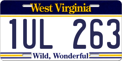 WV license plate 1UL263