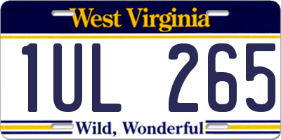 WV license plate 1UL265