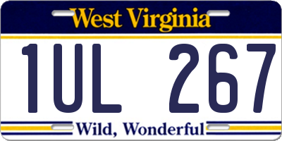WV license plate 1UL267