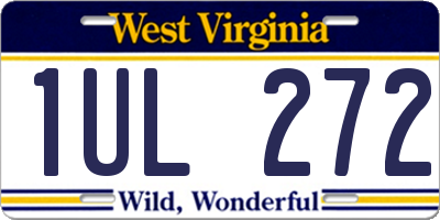 WV license plate 1UL272