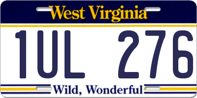 WV license plate 1UL276