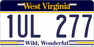 WV license plate 1UL277
