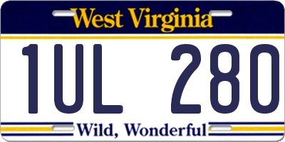 WV license plate 1UL280