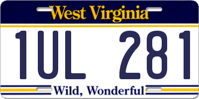 WV license plate 1UL281