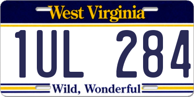 WV license plate 1UL284