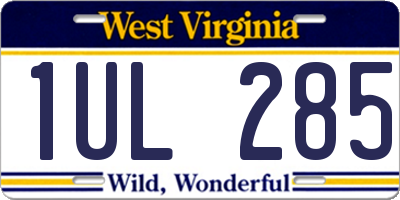 WV license plate 1UL285