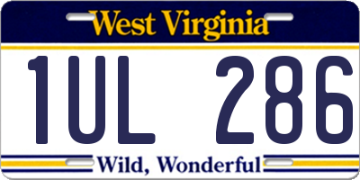 WV license plate 1UL286
