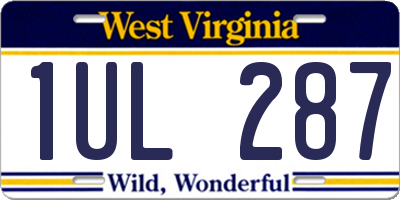 WV license plate 1UL287