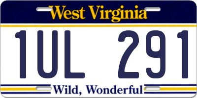 WV license plate 1UL291