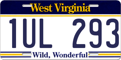 WV license plate 1UL293
