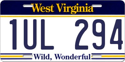 WV license plate 1UL294