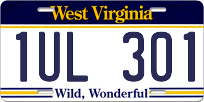 WV license plate 1UL301