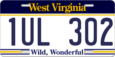 WV license plate 1UL302