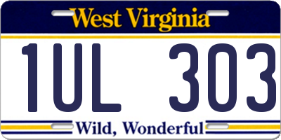 WV license plate 1UL303