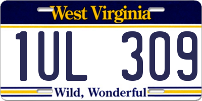 WV license plate 1UL309
