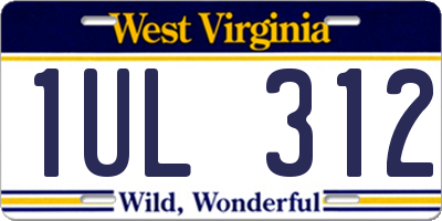 WV license plate 1UL312