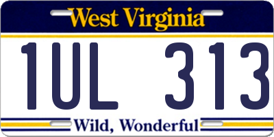 WV license plate 1UL313