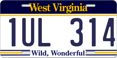 WV license plate 1UL314