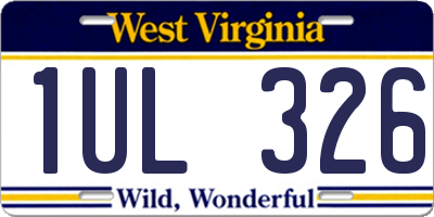 WV license plate 1UL326
